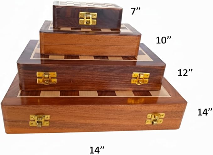 Personalized Wooden Chess Set | Magnetic Folding Travel Board with Storage Box &amp 2 Extra Queens (16 inch x 16 inch)