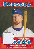 Sports Memorabilia Autograph Warehouse 343539 Hank Blalock Player Worn Jersey Patch Baseball Card - Texas Rangers 2006 Topps Bazooka Triple Play No. BBA-HB