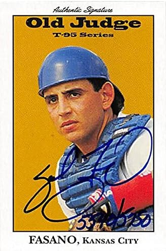 Sports Memorabilia Autograph Warehouse 249461 Sal Fasano Autographed Baseball Card - Kansas City Royals 1995 Signature Rookies Old Judge - No. 12