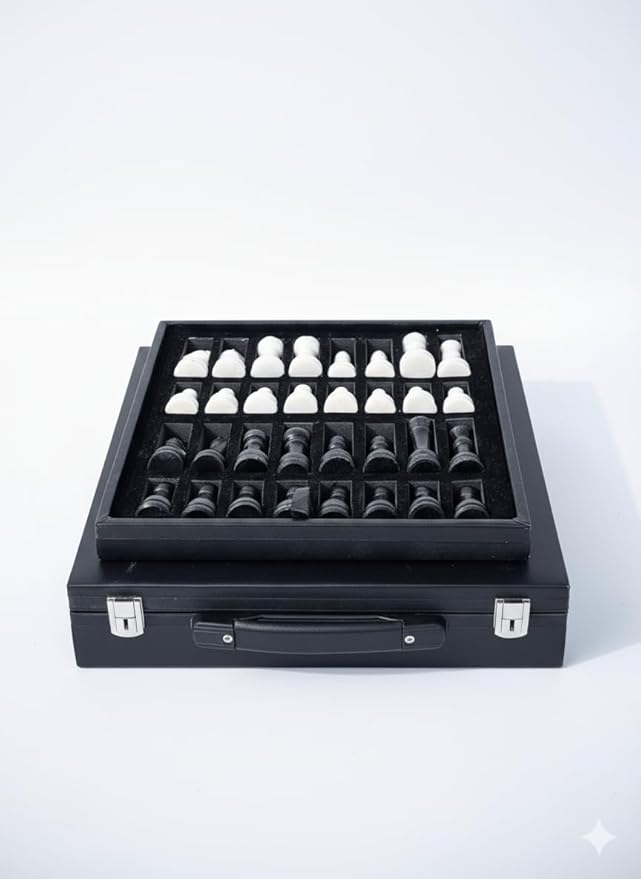 12 Inch Marble Chess Set Handmade Onyx Full Chess Game Set.Comes in Rexine Box Packaging. Perfect for Gifting (White Black)