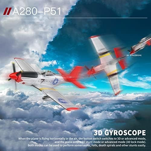 GoolRC WLtoys XK A280 RC Airplane 2.4GHz 4 Channel Brushless Remote Control Plane for Adults RC Aircraft Fighter with 6-Axis Gyro 3D/6G Mode and LED Searchlight Easy to Fly for Beginners