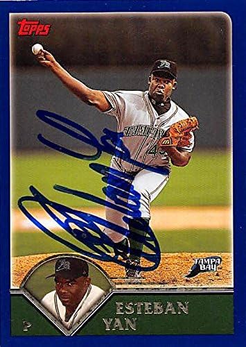 Sports Memorabilia Autograph Warehouse 247685 Esteban Yan Autographed Baseball Card - Tampa Rays 2003 Topps - No. 125