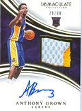 2015 Immaculate Authentic Anthony Brown Autograph Rookie Game Worn Patch Card