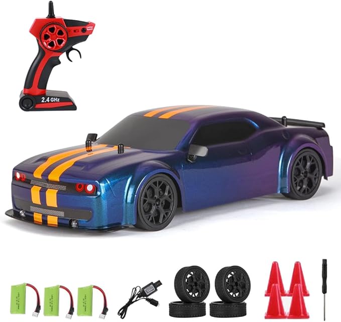 RC Drift Car 4 WD High Speed 30 KM/H Remote Control Car1:14 Scale Drifting Tires Racing Sport Toy 2.4GHz RC Racing Car with Cool Lighting for Adults