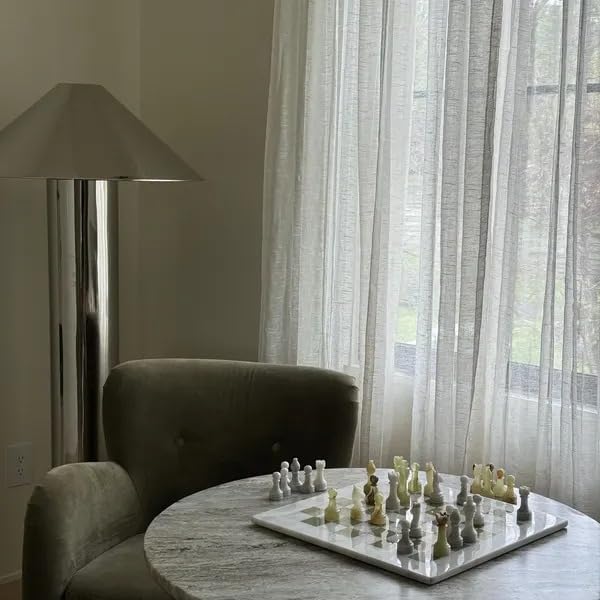 Large Handmade Full Chess Set Marble Chess Board 32 Chess Game Pieces Unique Home décor. Handcrafted Tournament Chess Board - 2 Players. (White Green)