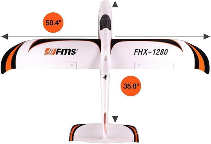 Fms Rc Plane for Adults Easy Trainer RC Airplane 4CH 1280mm (50.4) Wingspan Beginner Without Reflex RTF Ready to Fly (Included Transmitter/Receiver/Battery)