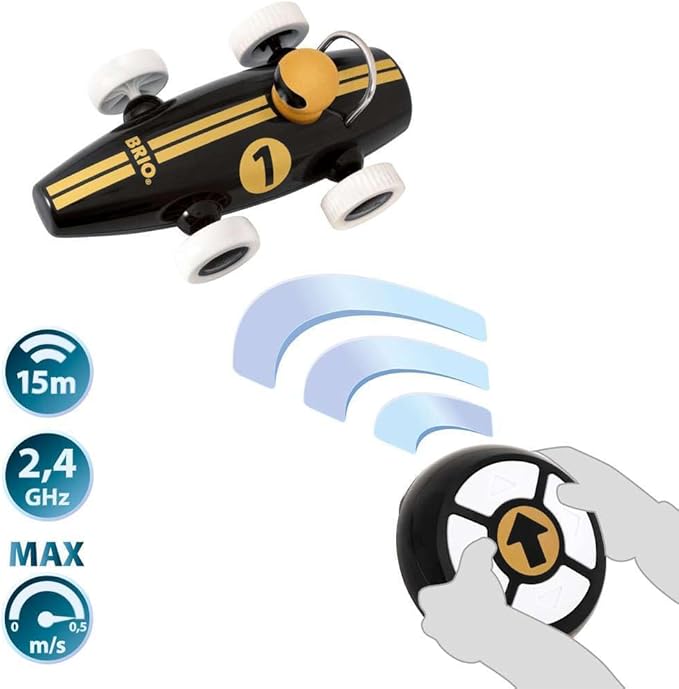 BRIO Black &amp Gold Remote Control Race Car for Toddlers 24 Months and Up