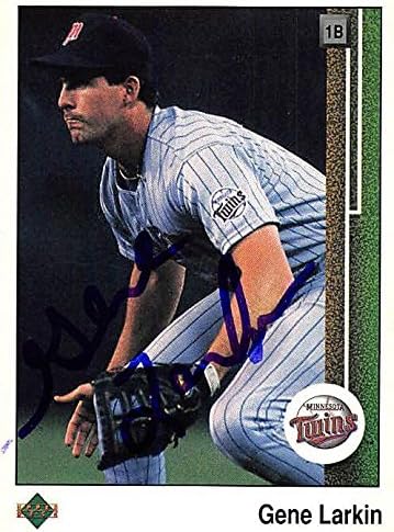 Sports Memorabilia Autograph Warehouse 245621 Gene Larkin Autographed Baseball Card - Minnesota Twins 1989 Upper Deck - No. 580