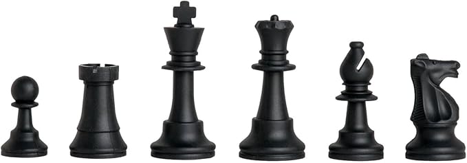 Regulation Silicone Tournament Chess Set - Pieces Only - 3.75 King - Black &amp White