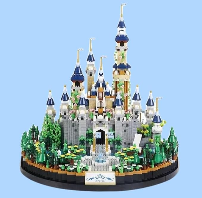 Magic Princess Blue Castle Micro Building Blocks Set for Women Architecture and Collection Model Creative Display Gift for Adults and Ages 14+ 3600 PCS