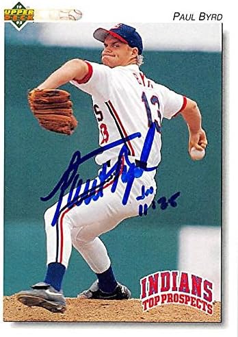 Sports Memorabilia Autograph Warehouse 244655 Paul Byrd Autographed Baseball Card - Cleveland Indians FT 1992 Upper Deck - No. 242