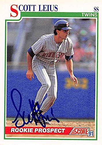 Autograph Warehouse 245830 Scott Leius Autographed Baseball Card - Minnesota Twins 1991 Score - No. 370