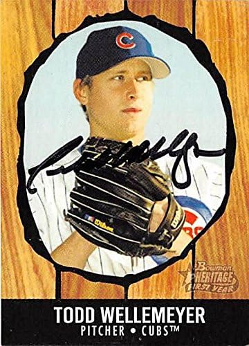 Sports Memorabilia Autograph Warehouse 248775 Todd Wellemeyer Autographed Baseball Card - Chicago Cubs 2003 Topps Bowman Heritage - No. 197