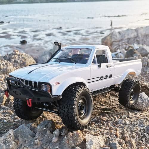 YIKESHU RC Crawler Offroad RC Truck 4x4 Remote Control Rock Crawler WPL C24-1 Pickup Trucks with Led Light 2.4 Ghz 1/16 Scale All Terrain Car Brushed RTR Pickup for Adults