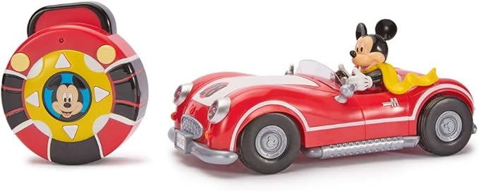 Disney Store Official Mickey Mouse's Vintage Remote Control Car for Kids - Gloss Red Convertible Roadster with Lights &amp Sounds Fun RC Car - Mickey Mouse Toy for Boys &amp Girls