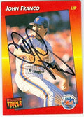 Sports Memorabilia Autograph Warehouse 246800 John Franco Autographed Baseball Card - New York Mets 1992 Donruss Triple Play - No. 182
