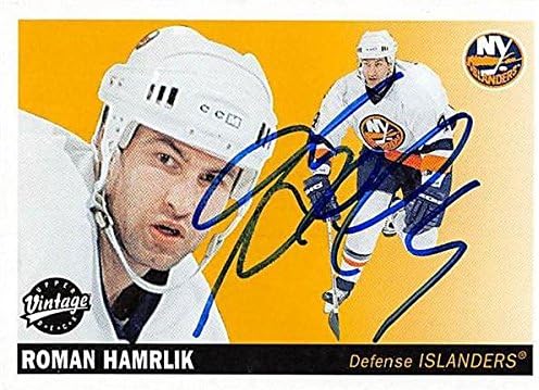 Sports Memorabilia Autograph Warehouse 224112 Roman Hamrlik Autographed Hockey Card - New York Islanders 2002 Upper Deck Vintage - No. 155