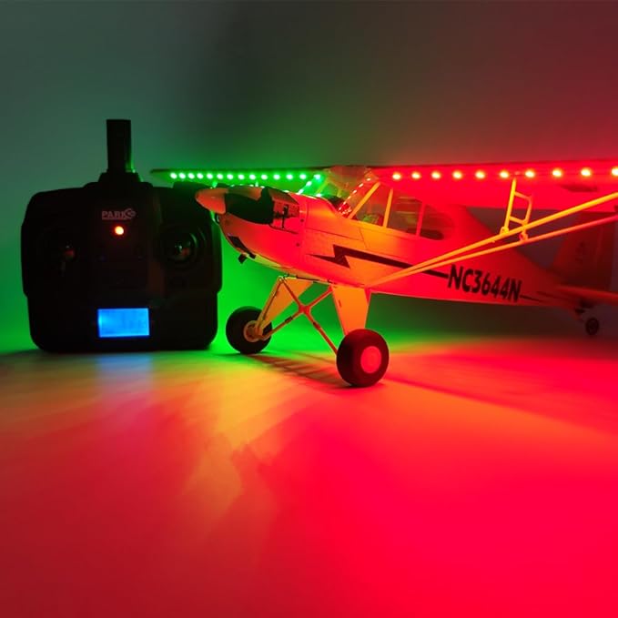 J3-CUB RC Plane 5CH Remote Control Airplane for Adults 1406 Brushless Motor Outdoor 3D6G Fixed Wing Stunt RC Aircraft with Replaceable Parts (Yellow 2B+LED)