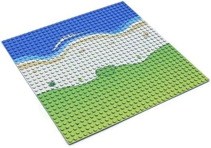 General Jim's Blue Beach and Water Road City Baseplates Full Set for Ocean Island Street Base Plate - Pirates Sea Grass Toy Kit for Building Blocks Bricks for Teens and Adults