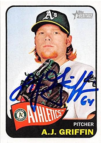 Sports Memorabilia Autograph Warehouse 248147 A.J. Griffin Autographed Baseball Card - Oakland Athletics 2014 Topps Heritage - No. 366