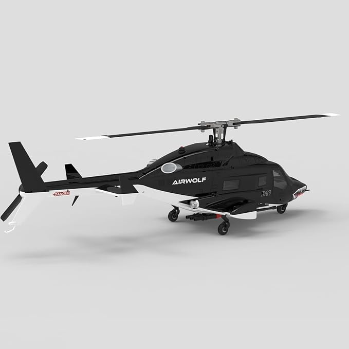 1/34 Scale AW-911 Air-Wolf RC Helicopter 2.4G 9CH Flybarless Airplanewith 6G/3D Stunt Mode and GPS Positioning (RTF Version/Mode 1/Mode 2)