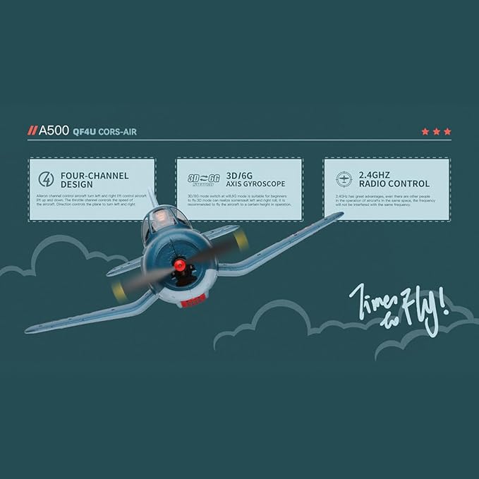 XK A500 RC Plane 2.4G 4CH Brushless RC EPP Fixed-Wing Airplane RTF Ready to Fly Gliding Aircraft Model with 6G/3D Flight Modes Airplane for Adults (RTF/Blue)