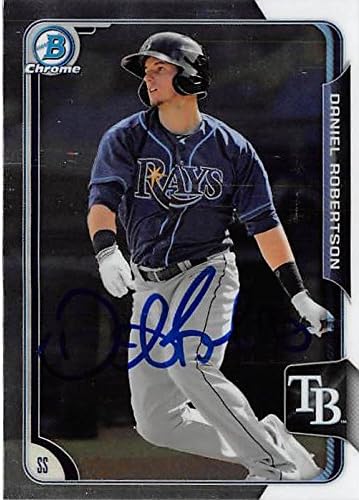 Autograph Warehouse 344669 Daniel Robertson Autographed Baseball Card - Tampa Bay Rays 2015 Topps Bowman Chrome No. BCP248 Rookie