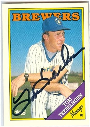 Sports Memorabilia Autograph Warehouse 247965 Tom Trebelhorn Autographed Baseball Card - Milwaukee Brewers 1988 Topps - No. 224 Tiffany