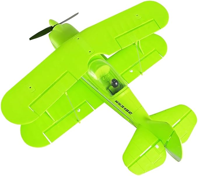 XK A310 Beech D17S 2.4G 4CH Quick-Release EPP Scale RC Fixed-Wing Aircraft Model 400mm-Wingspan 3D/6G Realistic Bi-Wing Plane (RTF/Green)