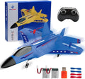 F22 RC Airplane Easy to Fly - 2.4GHz Remote Control Fighter Jet with Gyro Stabilizer &amp LED Lights 2 Batteries Foam RC Glider for Kids Boys Adults Beginners (Blue)