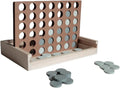 Neutral Wooden Four in a Row Game Aesthetic Two Player Montessori Travel Board Game for Kids and Adults Perfect Coffee Table Decor and Housewarming Gift -White Elephant Gift (Neutral Blue)