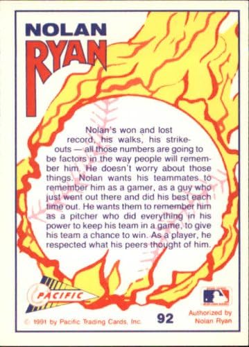 1991 Pacific Ryan Texas Express I #92 Nolan's a Real Gamer/(Bloody lip and/blood all o