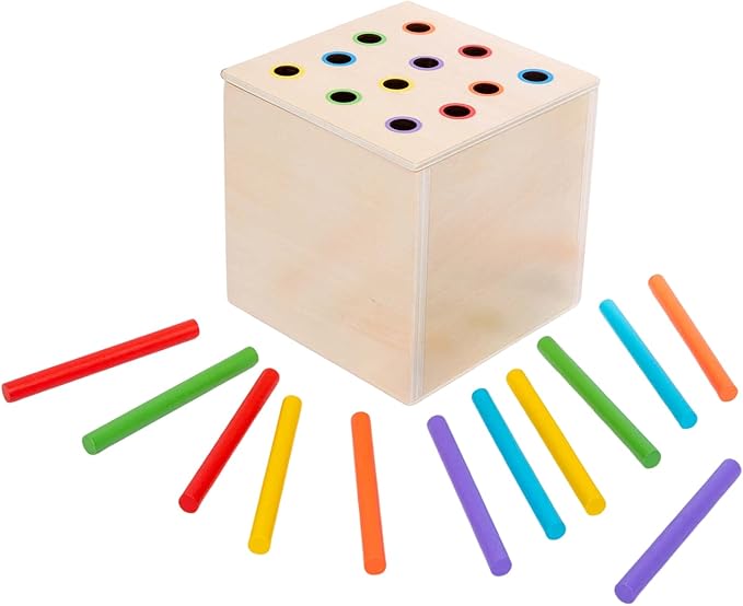 4 in 1 Montessori Play Kit Box - Cotton Swab Board Coin Box Carrot Harvest Game Matchstick Color Drop Game Montessori Toys for Babies 6-12 Months 1 Year 2 Year