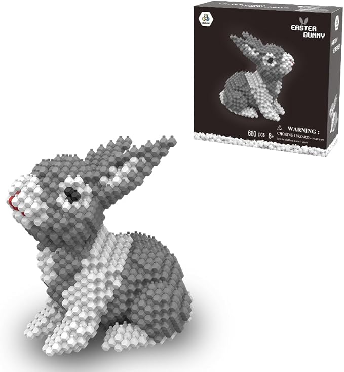 KADELE Easter Bunny Building Animal Sets Extremely Challenging STEM Building Blocks Decor for Adults Kids Micro 3D Educational Toys for Boys Girls Ages 8 and Up (660 Pieces)