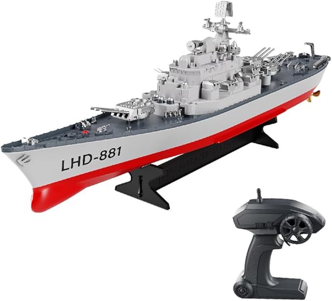 GoolRC Remote Control Warship RC Military Battleship 1:390 Scale Remote Control Boat for Lakes and Rivers 2.4GHz RC Armed Cruiser Boat Model with Low Battery Alarm for Adults