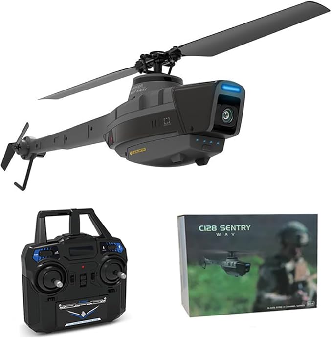 C128 Scout Drone with 1080P Camera Military Remote Control Helicopter for Adults 2.4G 4CH Aerial Vehicle Reconnaissance Take Off/Landing 6-Axis Gyro RC Aircraft Helicopter