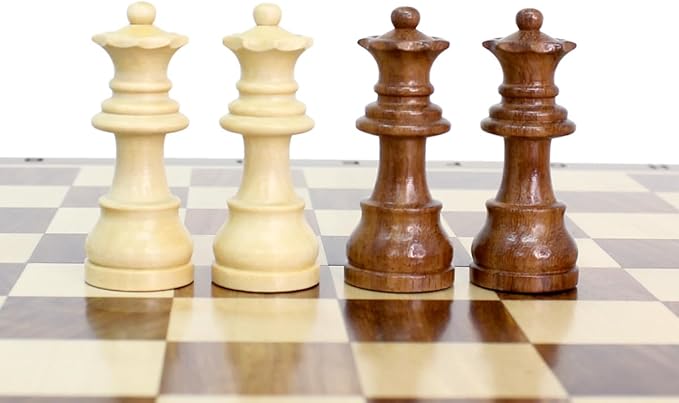 House of Chess - 10 Inch Wooden Magnetic Folding Travel Chess Set/Board with 2 Extra Knights 2 Extra Pawns 2 Extra Queens and Algebraic Notation - Handmade - Golden Rosewood