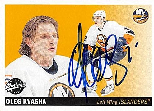 Sports Memorabilia Autograph Warehouse 224110 Oleg Kvasaha Autographed Hockey Card - New York Islanders 2002 Upper Deck Vintage - No. 159
