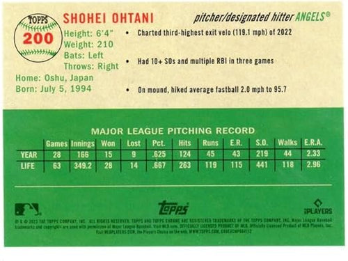 2023 Topps Chrome Platinum Anniversary #200 Shohei Ohtani Los Angeles Angels Baseball Card - Sportscard Superstore