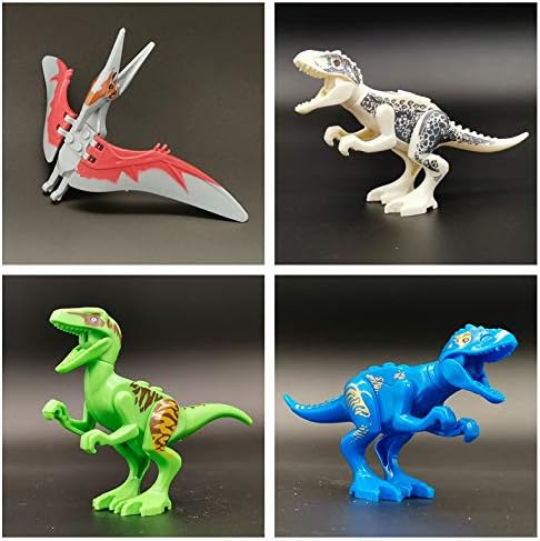 Toysvill Compatible Dinosaurs Mini Figures for Jurassic World Building Blocks Toys (Set of 20 Pieces) with Moving Parts. T Rex Dragon Sword Pterodactyl Tyrannical Dragon Stygimoloch et al.