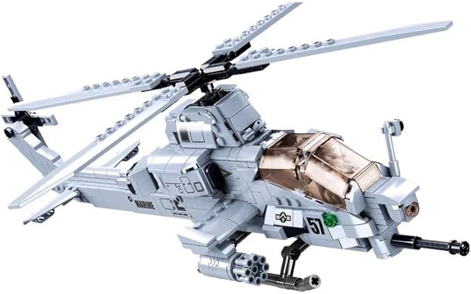 General Jim’s AH-1Z Viper Attack Helicopter Building Set – 482 Pieces Highly Detailed Military Aircraft Model with Dual Cockpit and Rotating Cannon