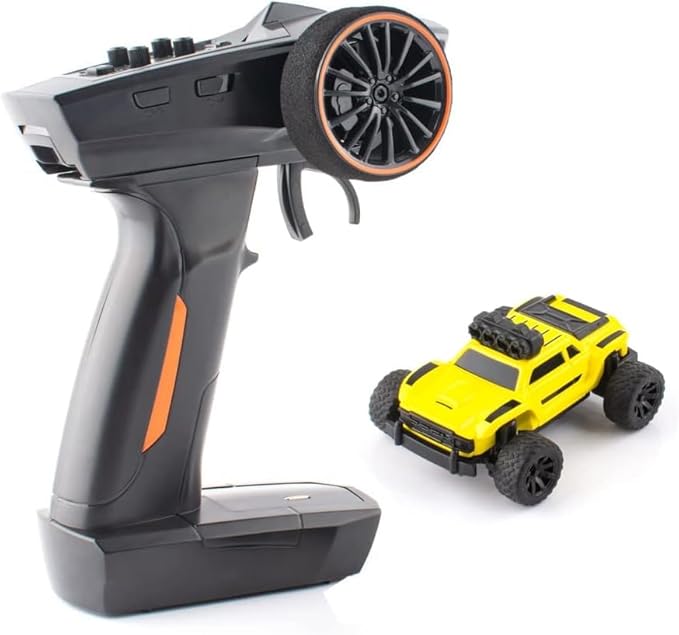 Turbo Racing 1:76 Scale RC Sport Car Table Racing 2.4GHZ Remote Control Mini Model Crawler Car with Full Proportional RTR for Adults Toys (Monster Truck Yellow C81)