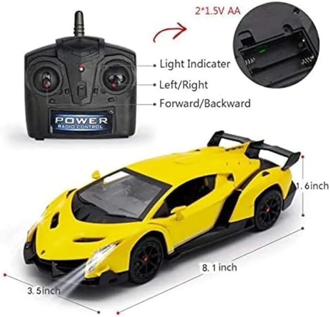 Braha Lamborghini RC Car Yellow 1:24 Scale Age 6+