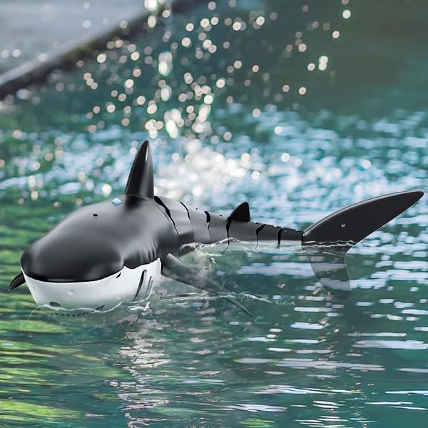 TEMI Remote Control Shark Toy for Kids Boys 3-5 Simulation RC Sharks with Light Water Spraying RC Boat for Lake Bathroom Pool Christmas Birthday Gifts for Aged 3 4 5 6 7 8 9 Girls Toddlers(Black)