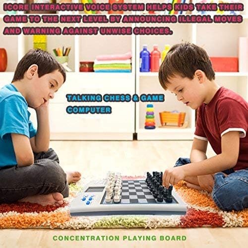 iCore Electronic Chess Set Talking Chess Master Pro 30 Skill Levels and 14 Brain Games 1 or 2-Player Modes for All Ages