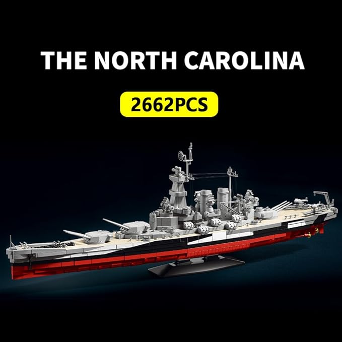 USS North Carolina (BB-55) Battleship Building Kit WW2 US Navy High-Speed Battleship a Toy Gift Warship for Military Enthusiasts and Adults (39106)