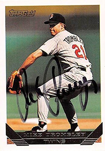 Sports Memorabilia Autograph Warehouse 247522 Mike Trombley Autographed Baseball Card - Minnesota Twins 1993 Topps Gold - No. 588