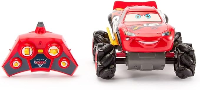 Disney Store Official Lightning McQueen Light-Up Remote Control Car - Lightning McQueen RC Car with Monster Truck Wheels 2.4GHz Radio Controlled RC Toy with 360° Spin &amp Light-Up Smoke Effect