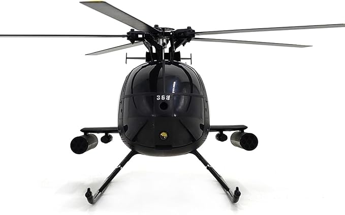 Large 335mm MD500 C189 Brushless Remote Control Helicopter Add Optical Flow Positioning RC Heli Aircraft 1/28 Scale Full-Function Excellent Control Aerobatics System US Military RTF Black 1-Battery