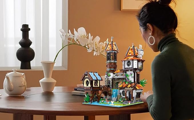 ZenithFlow Medieval Castle Building Blocks Kit European Architecture House Model Idea Gifts Display Home Decorations Collection for Adults 2488 PCS
